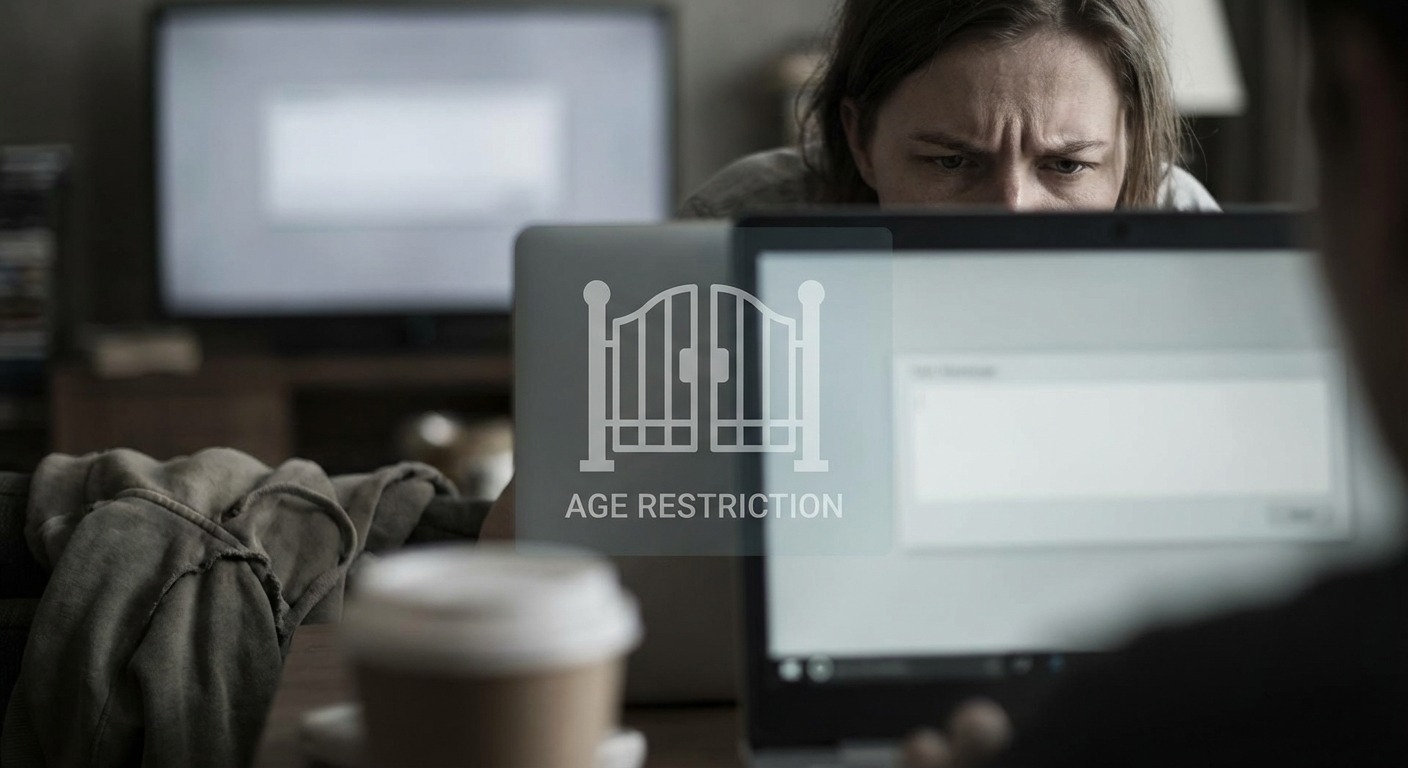 User's Reddit post disappears, blocked by invisible age gate.