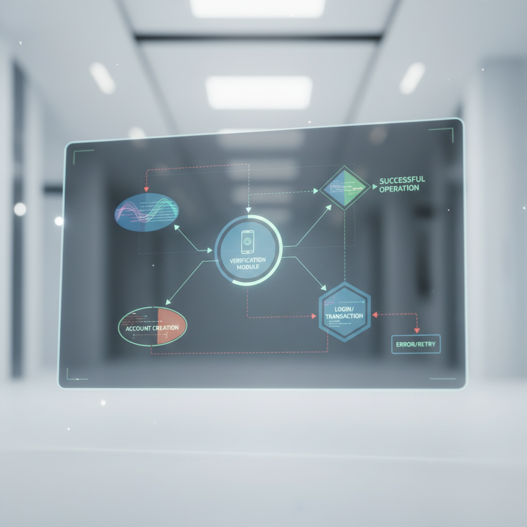 Digital interface showing workflow diagram for phone verification.