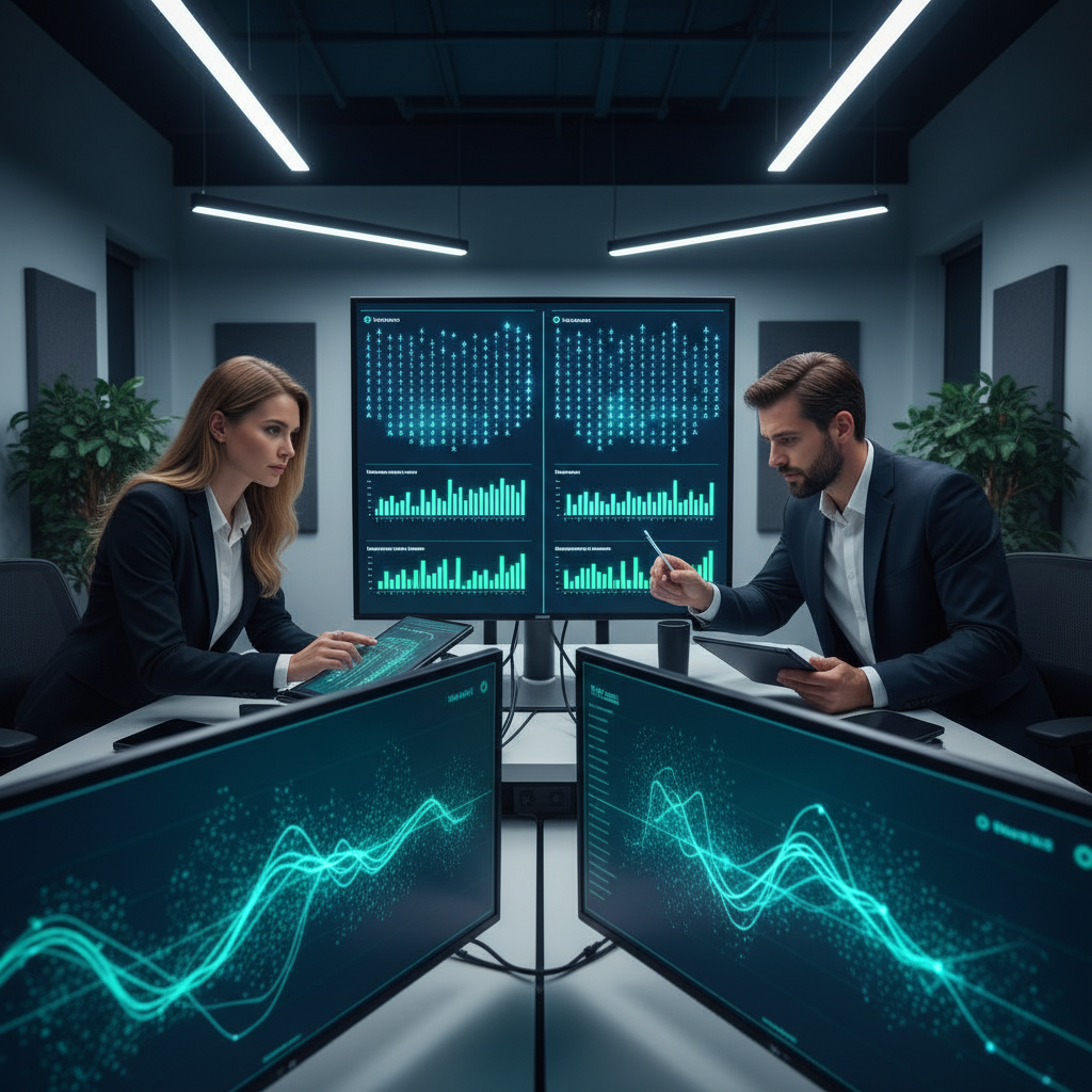 Moderators reviewing multi-account operations on Reddit with signature patterns on screens.