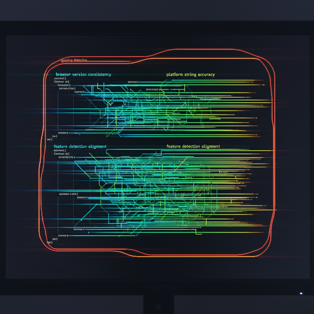 Code display with user agent strings showing browser version and platform details.
