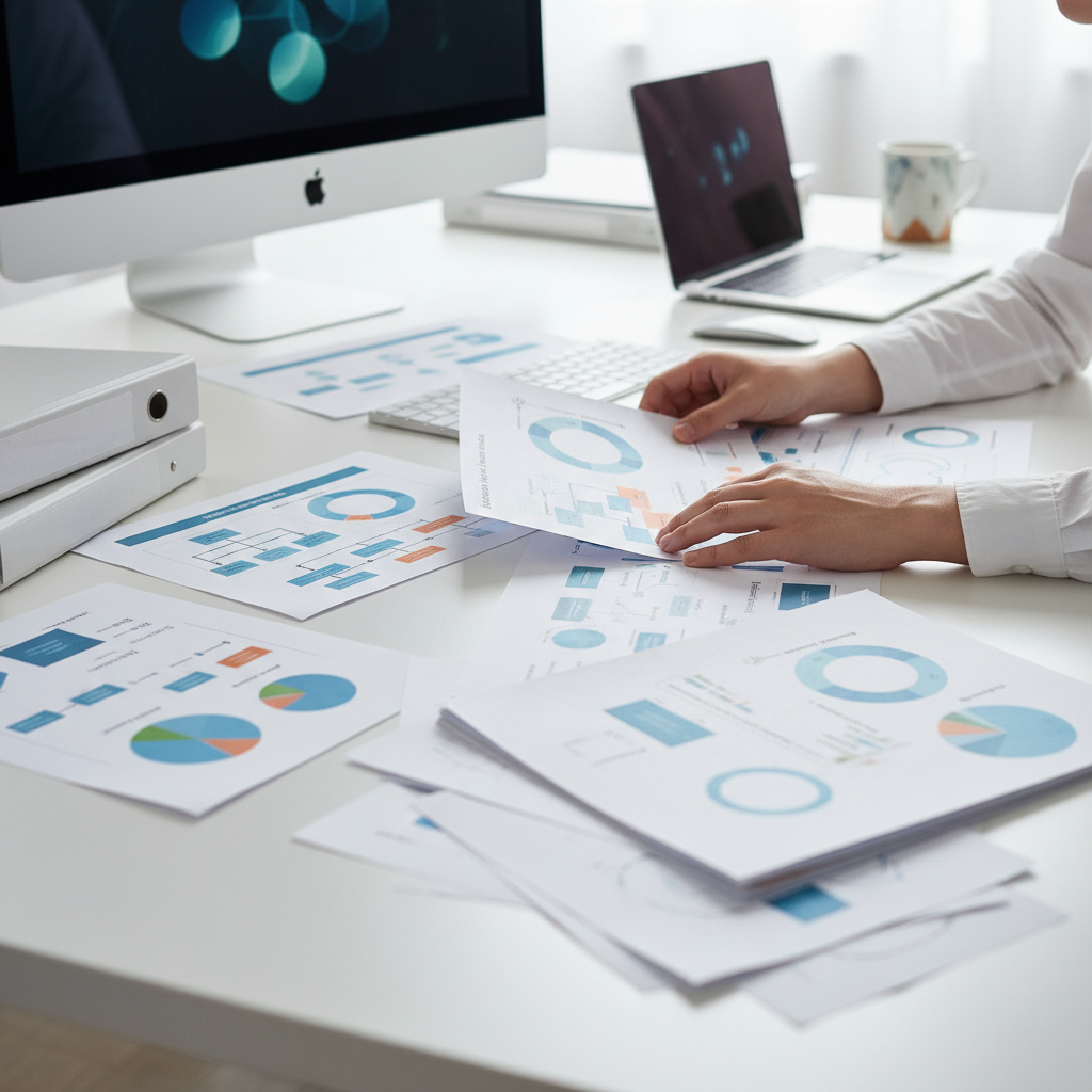 Person categorizing subreddits with charts and notes at a desk.