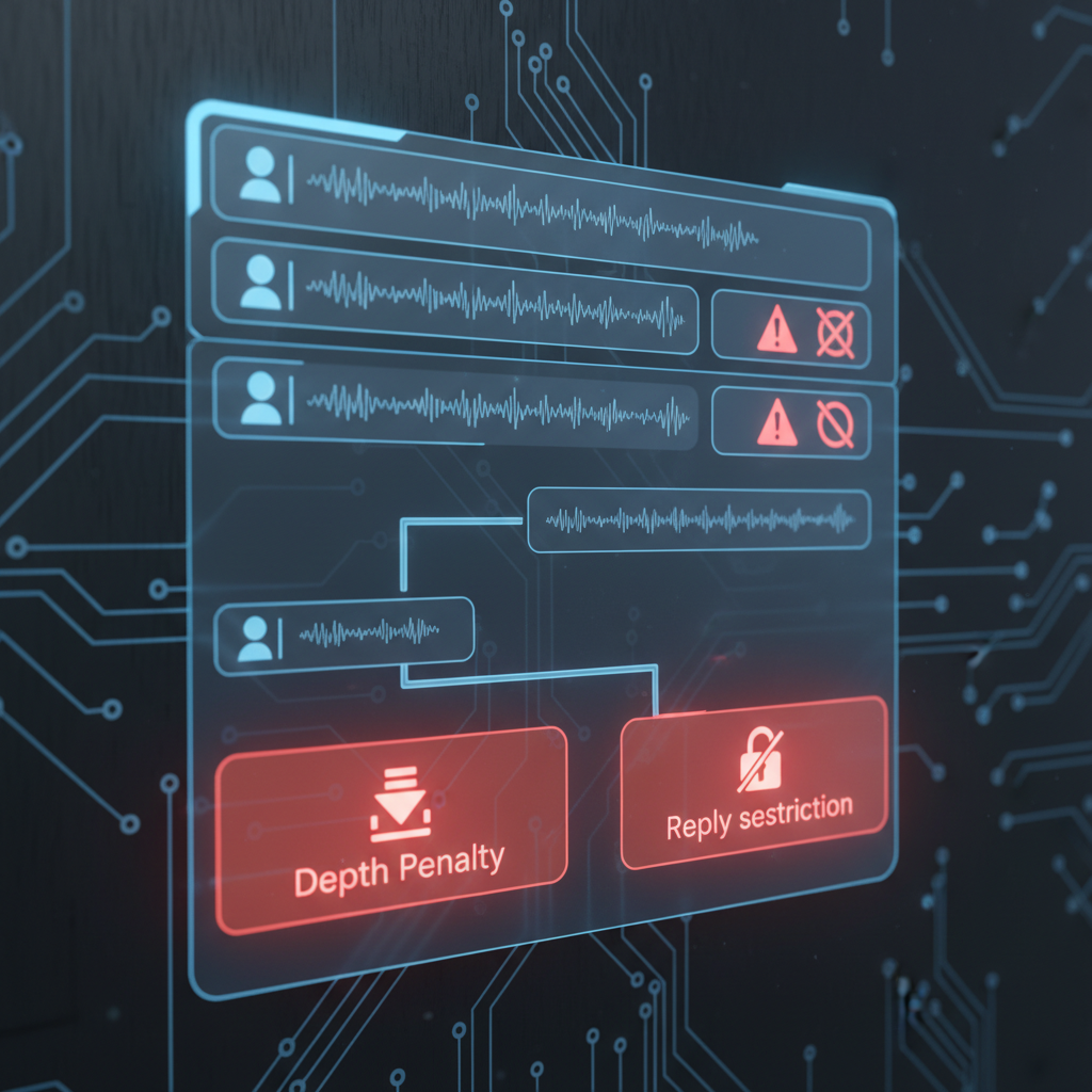 Comment thread interface with depth and reply restrictions highlighted.