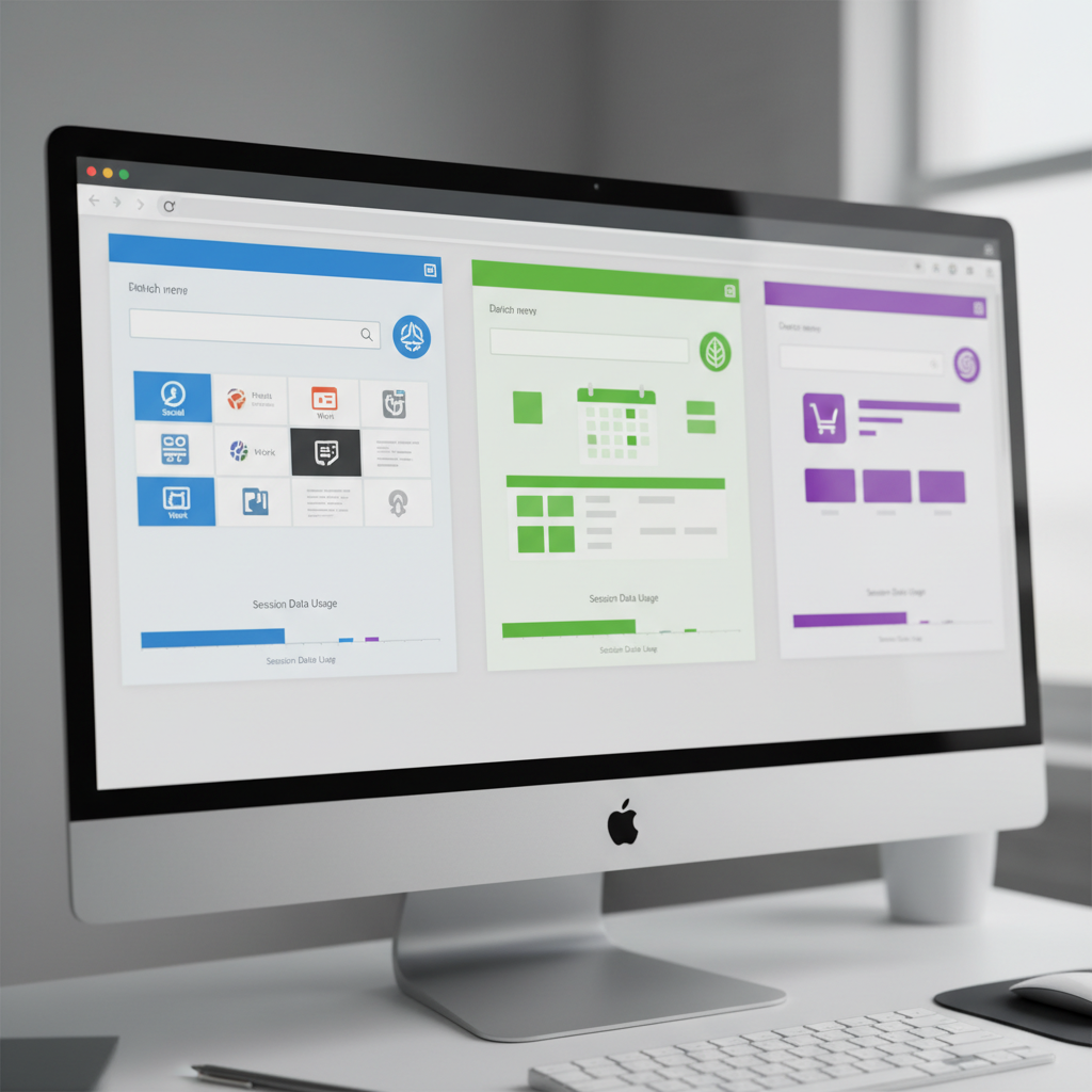 Computer screen showing separate browser profiles with isolated data.