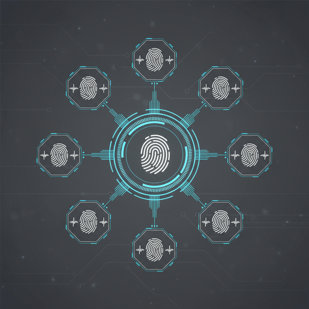 Network diagram with synchronized device signatures across multiple devices.