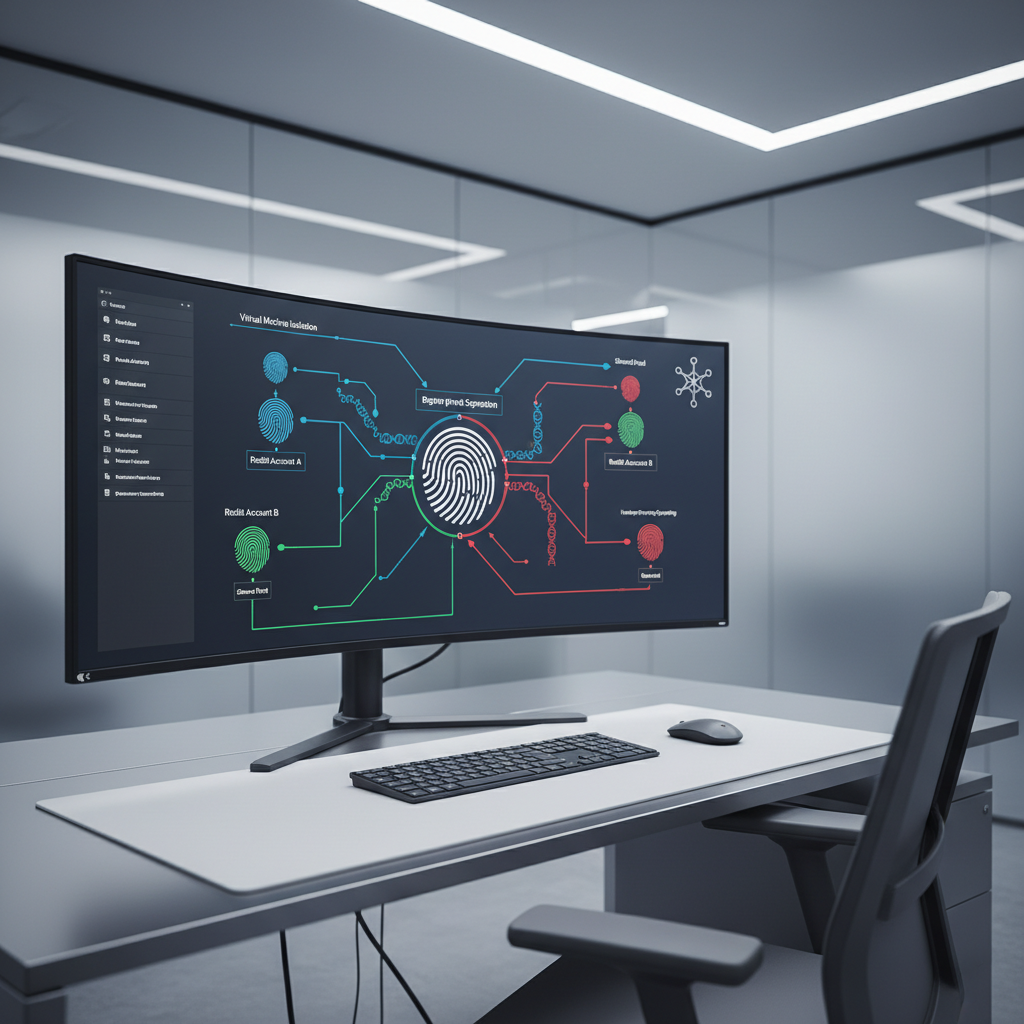 Computer screen showing isolation methods for Reddit in a modern office.