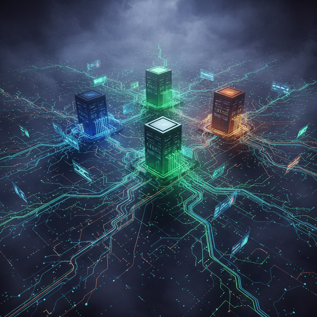 Digital network with glowing screens symbolizing detection methods, dramatic lighting.