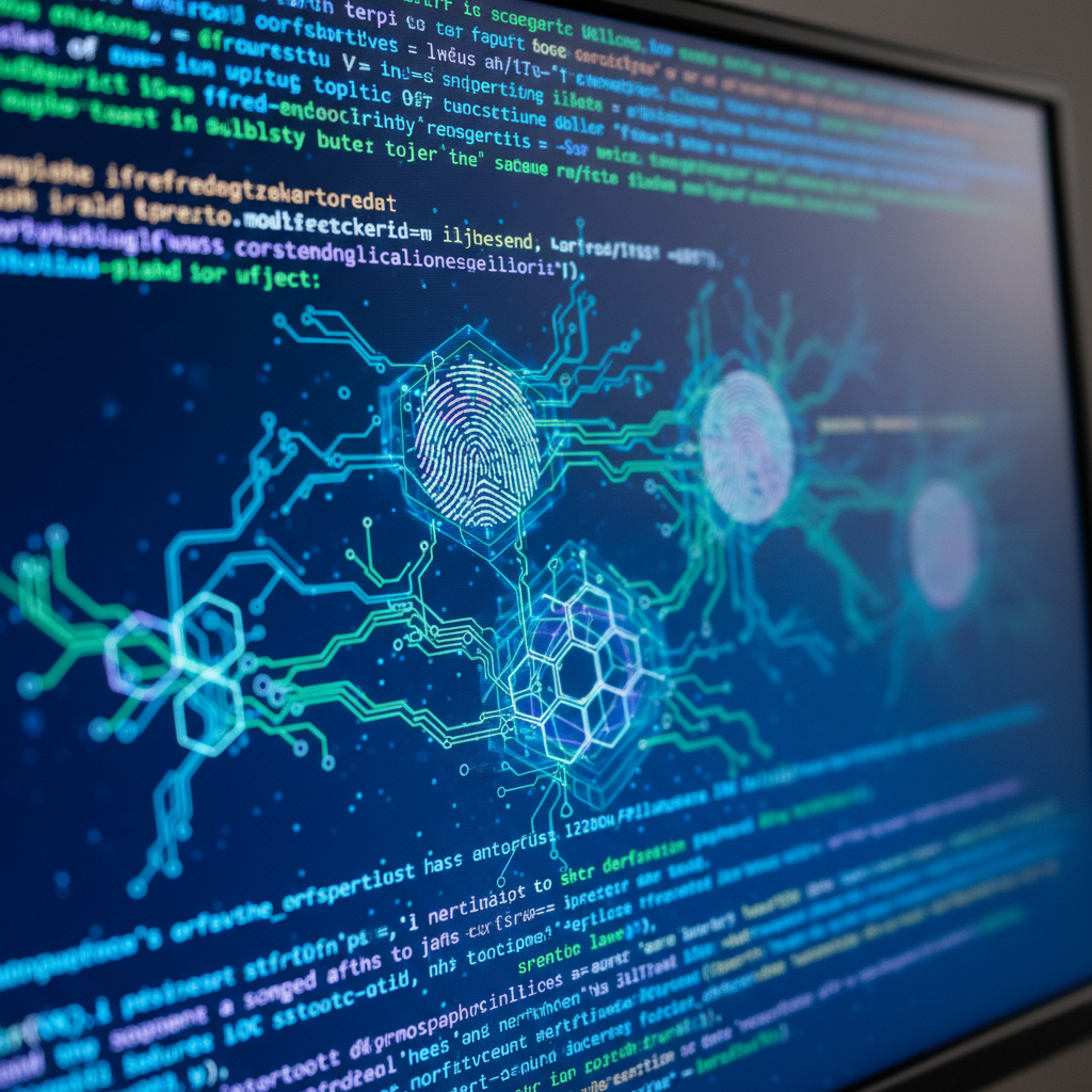 Computer screen with lines of code and browser fingerprints.