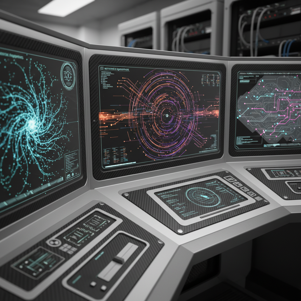 Screens show network fingerprinting data with IT professionals analyzing.