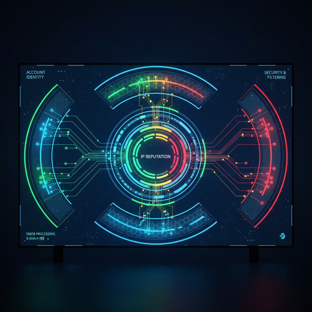 Network diagram displaying IP reputation and traffic distribution.