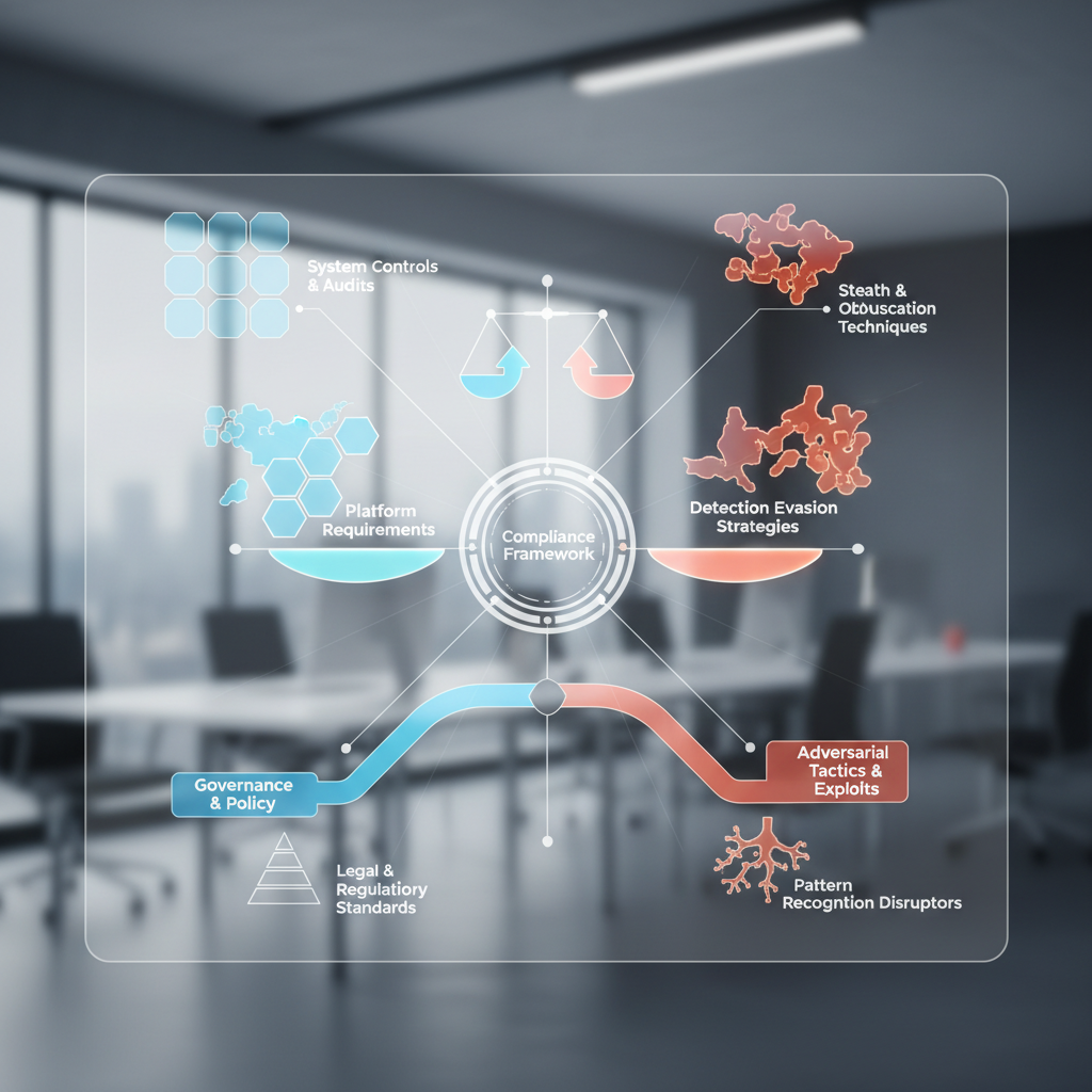 Compliance framework diagram showing platform balance strategies.