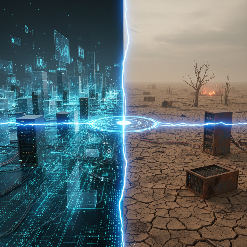 Separate environments showing digital data and empty space, illustrating isolation.