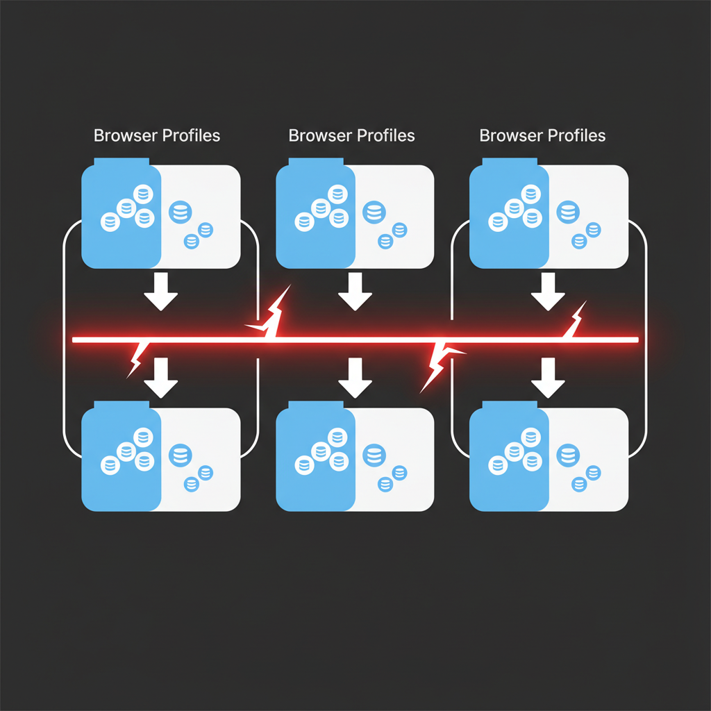 Diagram showing isolated storage architecture for browser profiles.
