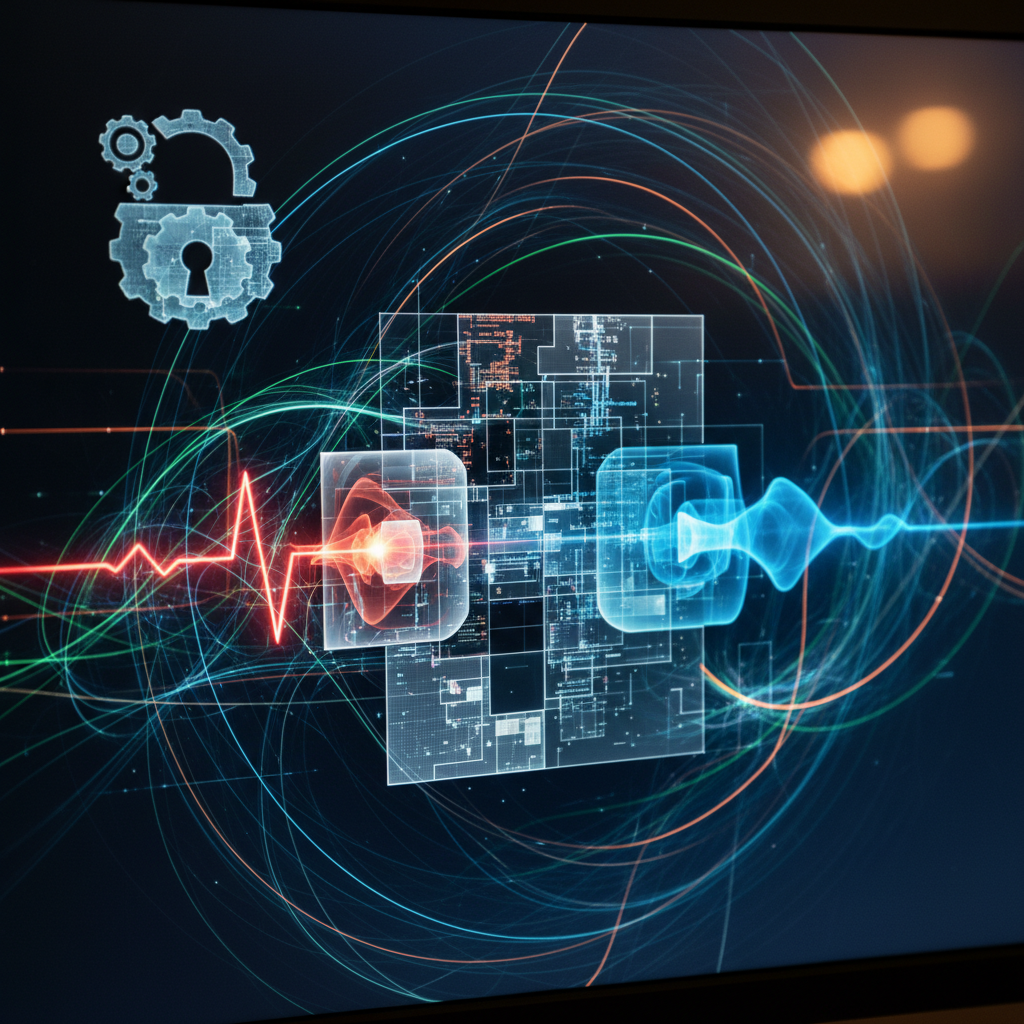 Computer screen with file-locking icon and code snippet.