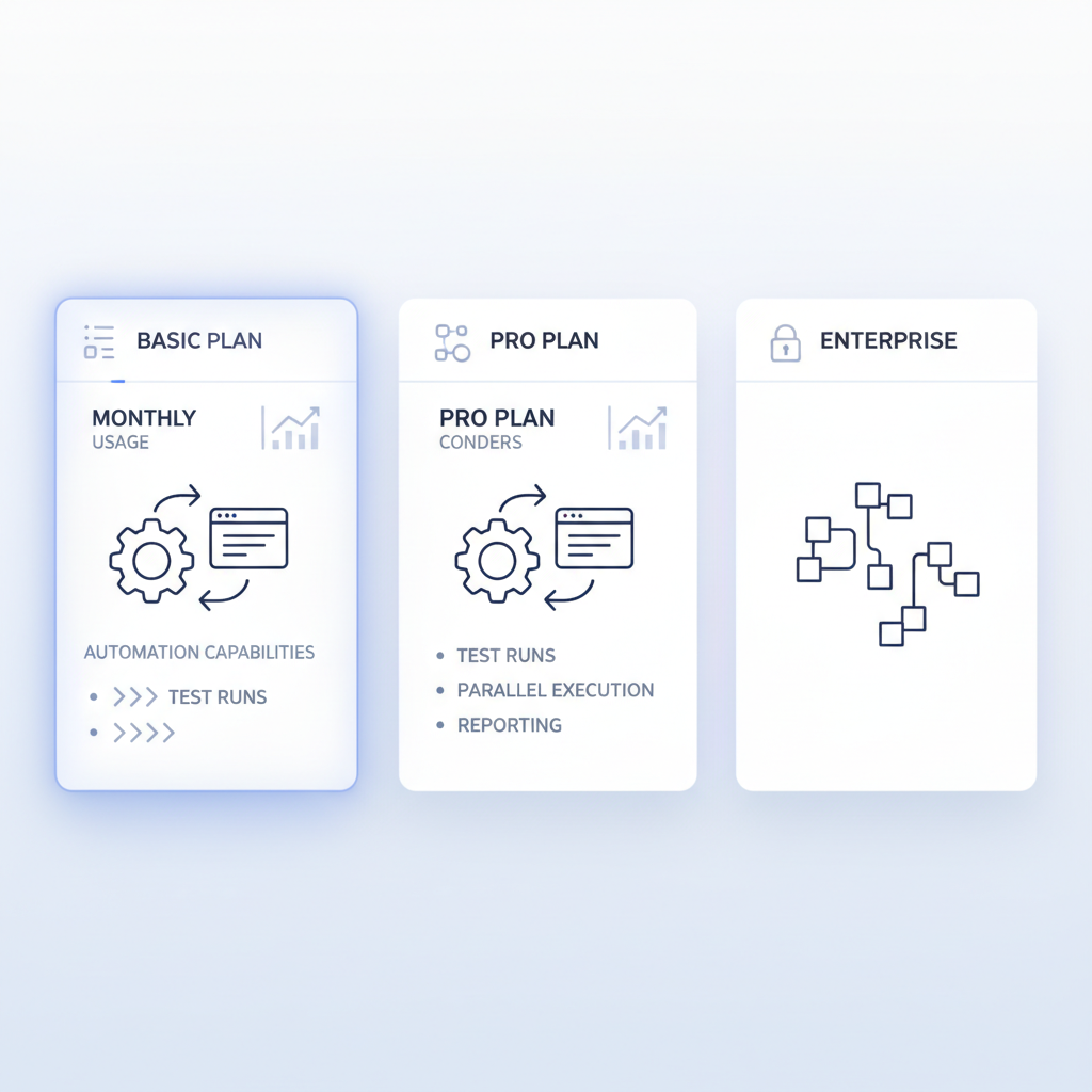 Pricing plan interface showing Playwright automation options and costs.