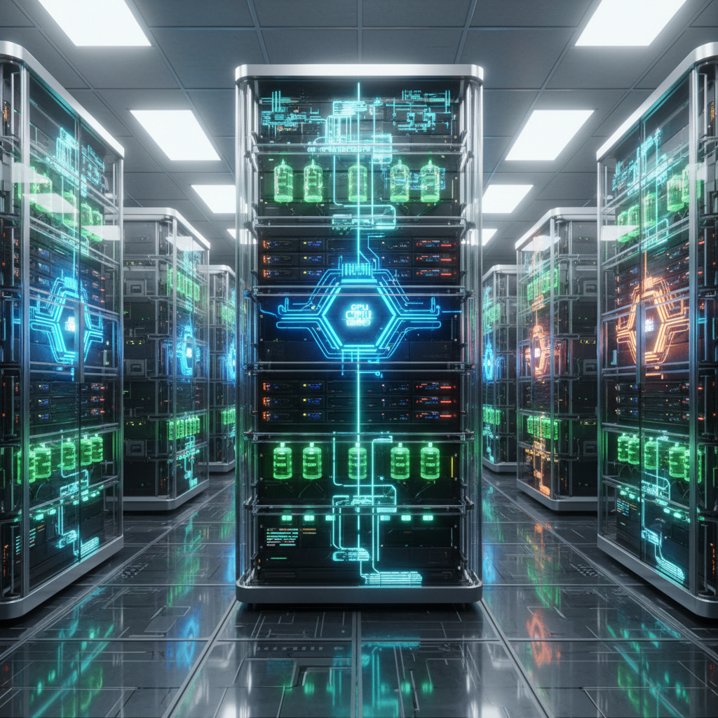 Server room with dedicated CPU cores and memory pools.