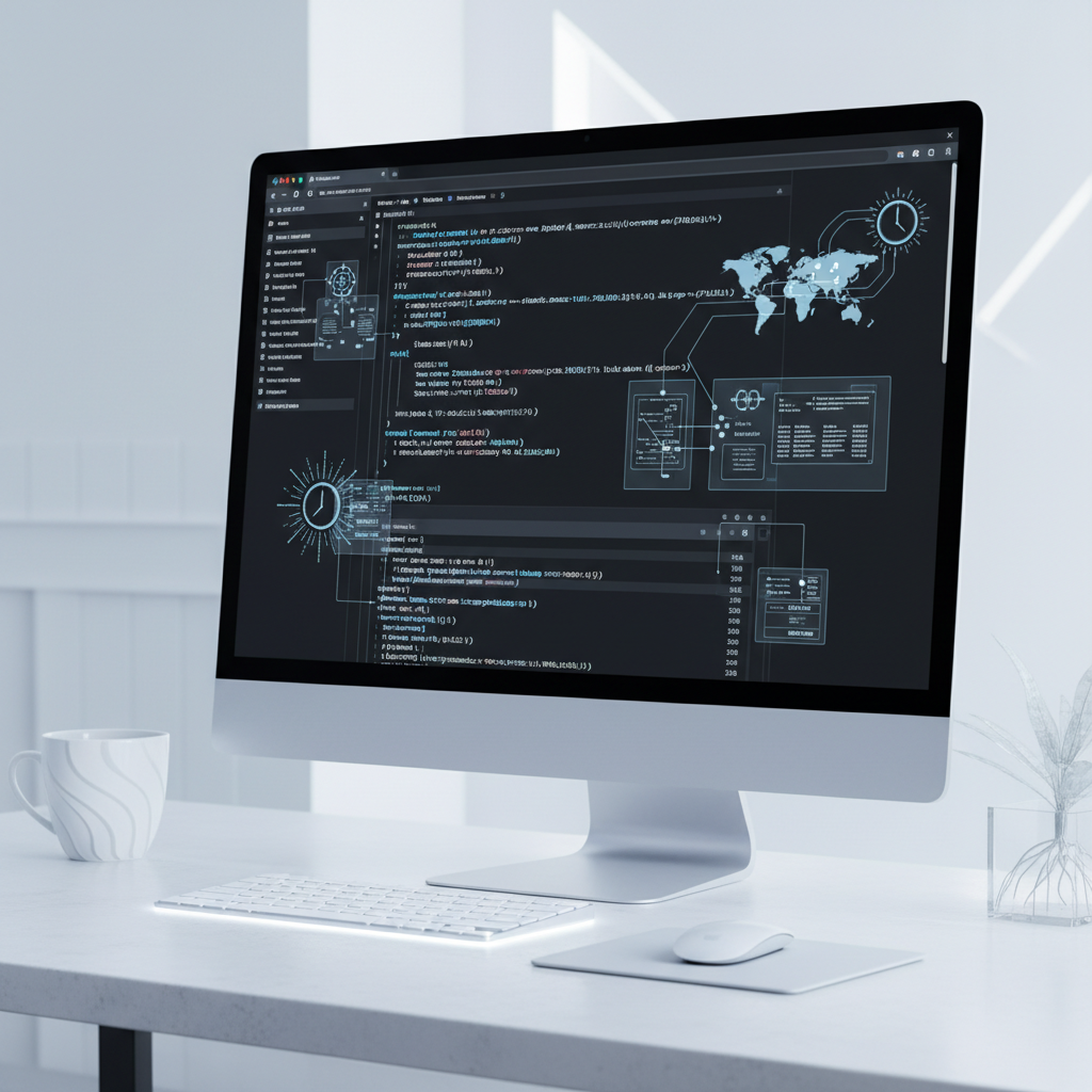 Browser window showing JavaScript code for timezone spoofing.