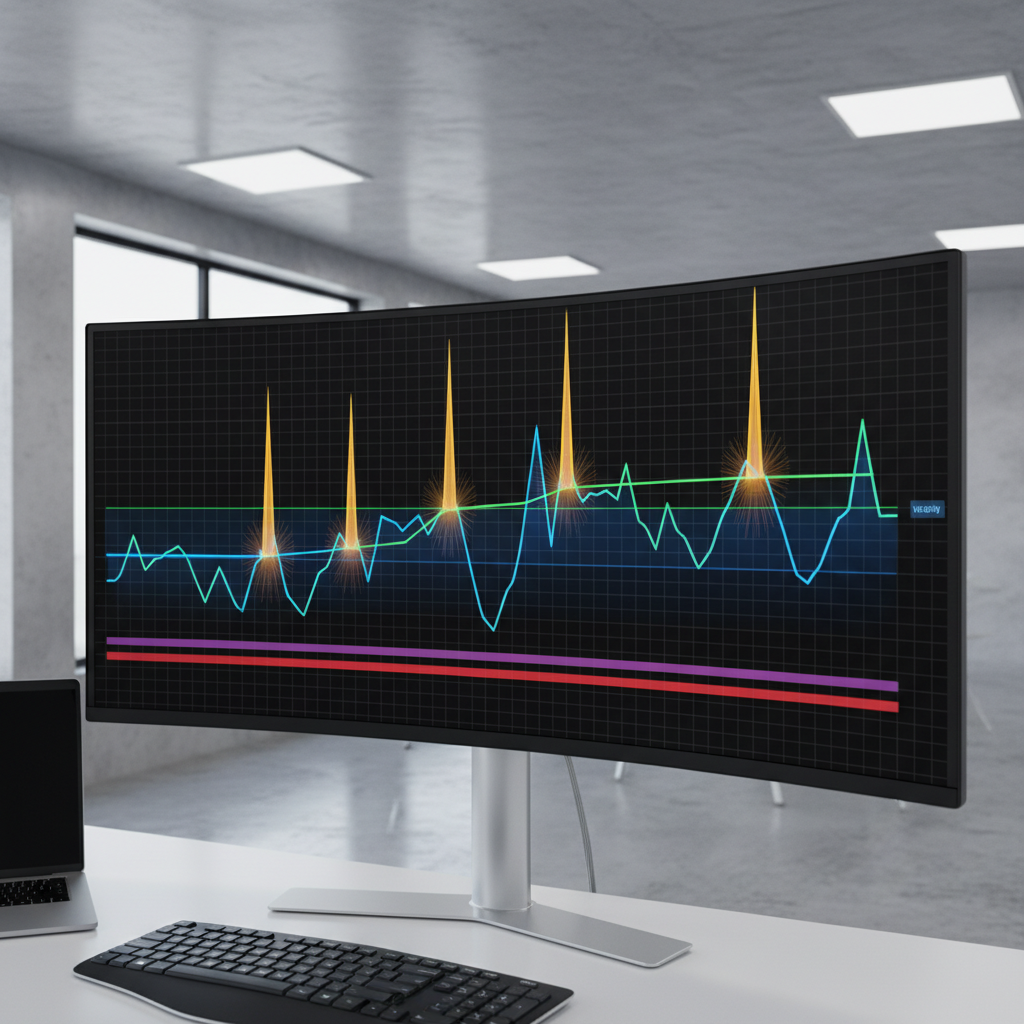 Graph on computer screen showing vote velocity and rapid upvote spikes.